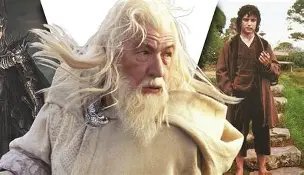 Gandalf conversing with Bilbo Baggins about the ring