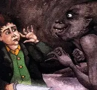 Bilbo and Gollum in the Misty Mountains