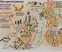 A map detailing Bilbo Baggins' journey through Middle-earth