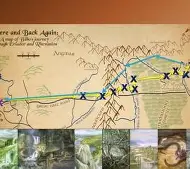 Bilbo Baggins and his companions on their journey