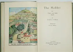 Image showcasing a first edition copy of The Hobbit