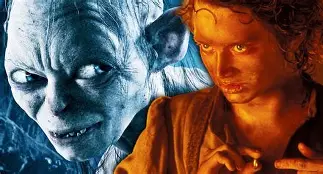 Gollum and Bilbo during the riddle game