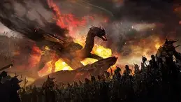 The war between dragons and dwarves in the Grey Mountains