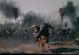 Thorin Oakenshield wielding his axe in battle