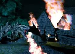 Painting depicting Smaug and the dragons of the north attacking the Dwarves